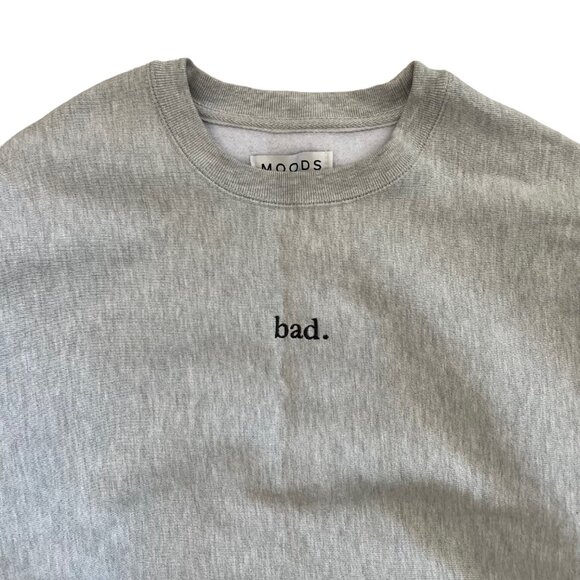 Moods bad. Womens Heavyweight Cotton Crewneck Sweatshirt Light Gray Size Medium - Picture 3 of 13